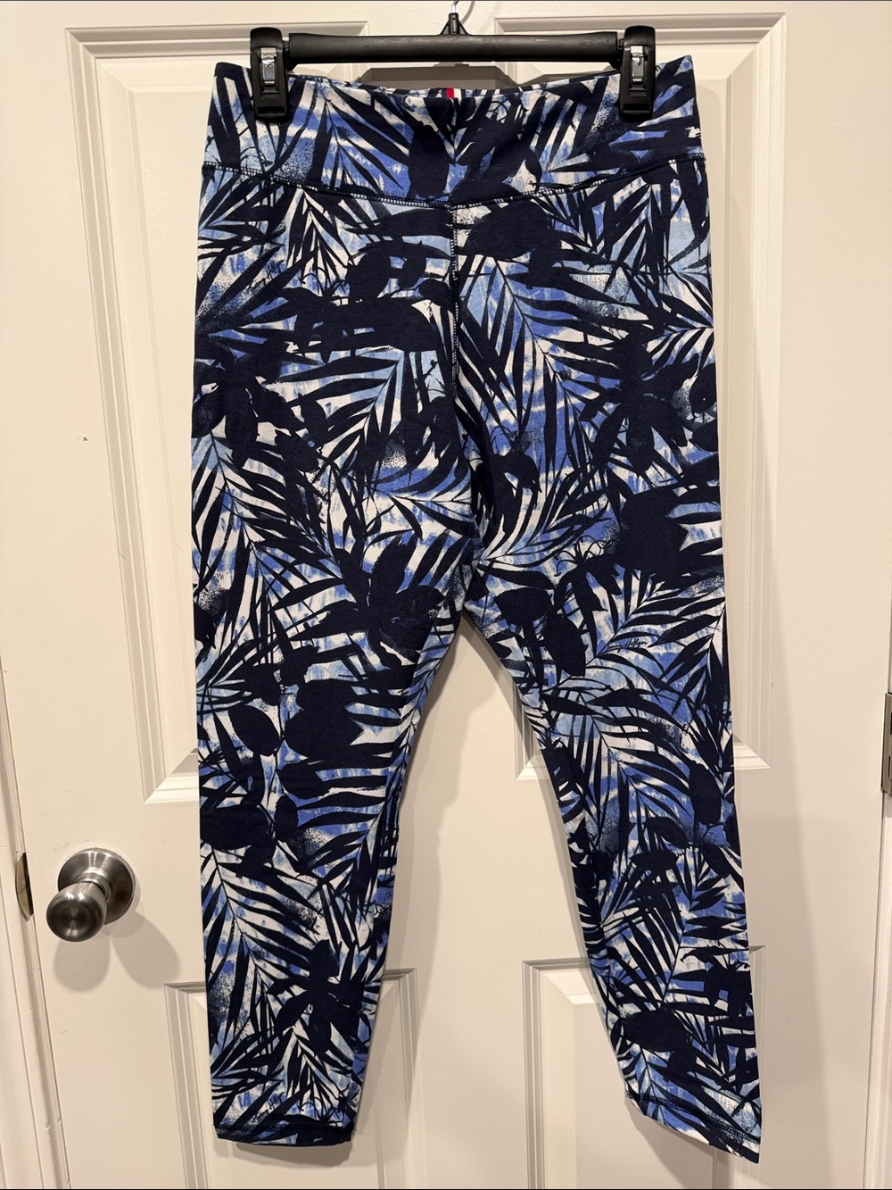 Tommy Hilfiger Navy and Light Blue Leaf Print Top